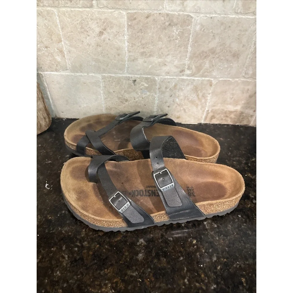 Birkenstock Mayari Black Leather Sandals - Size 38 7/7.5